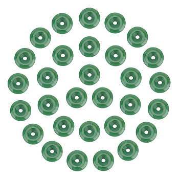 Handmade Lampwork Beads, Imitation Jade, Flat Round, Green, 23x5.5mm, Hole: 4mm, 30pcs/box