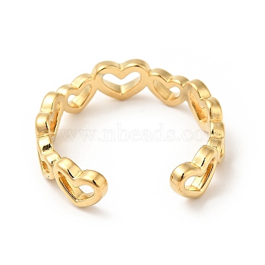 PVD Vacuum Plating 304 Stainless Steel Heart Wrap Open Cuff Ring(RJEW-C040-01G)-3