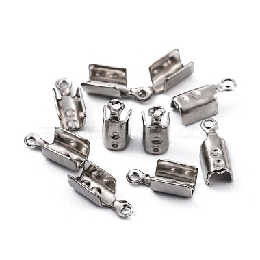 201 Stainless Steel Fold Over Crimp Cord Ends(X-STAS-R055-09)-2
