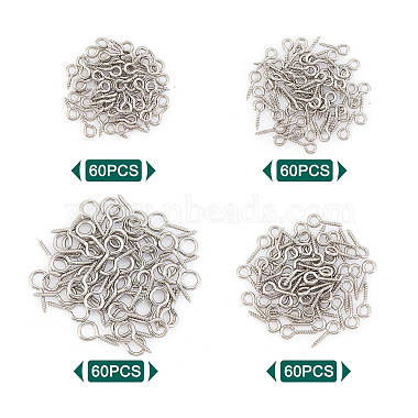 DICOSMETIC 240Pcs 4 Style 304 Stainless Steel Screw Eye Pin Peg Bails(STAS-DC0005-01)-4