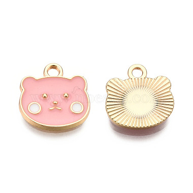 Light Gold Pink Bear Alloy+Enamel Charms