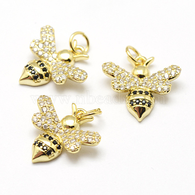 Golden Bees Brass+Cubic Zirconia Charms