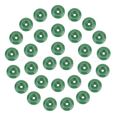 Green Flat Round Lampwork Beads