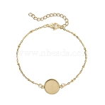 304 Stainless Steel Round Cabochon Setting Bracelets, Satellite Chain Bracelets Making, Golden, 18.8x0.2cm, Tray: 12mm(BJEW-JB11091-01)