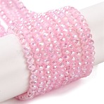 Baking Electroplate Glass Beads Strands, AB Color, Faceted, Rondelle, Hot Pink, 3x2mm, Hole: 0.7mm, about 135~140pcs/strand, 32~34cm(X-DGLA-A039-J2MM-B16)