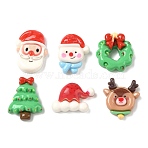 Wreath & Santa Claus & Hat Christmas Theme Opaque Resin Cabochons, Mixed Shapes, Mixed Color, 15.5~24x17~20x5~9mm(RESI-B037-04)