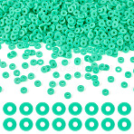 100G Handmade Polymer Clay Beads, Disc/Flat Round, Heishi Beads, Spring Green, 6x1mm, Hole: 2mm(CLAY-TA0001-77D)