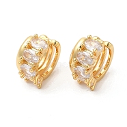 Real 16K Gold Plated Brass Cuff Earrings with Rhinestone for Women, Crystal, 15x16x9mm(EJEW-D065-07G-03)