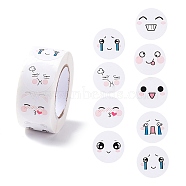 Cartoon Expression Paper Stickers, Self Adhesive Roll Sticker Labels, for Envelopes, Bubble Mailers and Bags, Flat Round, Mixed Color, 2.5x0.01cm(X-DIY-B041-26)