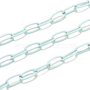 Spray Painted Brass Cable  Chains, with Spool, Unwelded, Aquamarine, 10x5x1mm, 32.8 Feet(10m)/roll(CHC-H103-02I)
