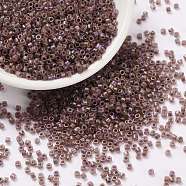 Cylinder Seed Beads, Frosted AB Colors, Round Hole, Uniform Size, Coconut Brown, 2x1.5mm, Hole: 0.8mm, about 40000pcs/bag, about 450g/bag(SEED-H001-F13)