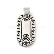 304 Stainless Steel Pendants, with Rhinestone, Oval Charm, Stainless Steel Color, 26x14x3mm, Hole: 4x4mm(STAS-F307-03P)