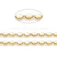 Brass Handmade Beaded Chain, with Spool, for Craft Jewelry Making, Long-Lasting Plated, Unwelded, Oval, Real 18K Gold Plated, 8.5x4x2.3mm, about 32.8 Feet(10m)/roll(CHC-G006-17G)