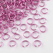 Aluminum Wire Open Jump Rings, Hot Pink, 18 Gauge, 8x1.0mm, about 792pcs/44g(X-ALUM-R005-1.0x8-13)