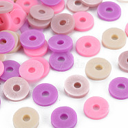 4 Colors Handmade Polymer Clay Beads, Heishi Beads, Disc/Flat Round, Orchid & Pearl Pink & Flamingo & Wheat, 8x0.5~1.5mm, Hole: 2mm, about 11500pcs/1000g(CLAY-N011-032-27)