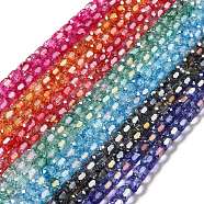 Electroplate Transparent Glass Beads Strand, AB Color Plated, Faceted, Column, Mixed Color, 8.5x8mm, Hole: 1.2mm, about 59~60pcs/strand, 19.29~19.69 inch(49~50cm)(GLAA-G088-02)