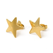 Ion Plating(IP) 304 Stainless Steel Stud Earrings for Women, Star, Real 18K Gold Plated, 15x15.5mm, Pin: 0.8mm(EJEW-I281-39G)