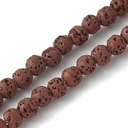 Synthetic Lava Rock Dyed Beads Strands, Round, Saddle Brown, 4mm, Hole: 1mm, about 91pcs/strand, 14.96''(38cm)(G-H311-08D-06)