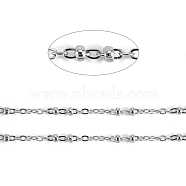 304 Stainless Steel Satellite Chains, Unwelded, with Spool, Stainless Steel Color, 2x2.7x0.3mm, 10m/roll(MAK-N016-08P-A)