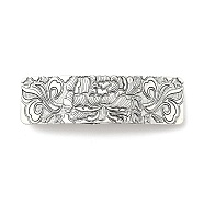 Alloy Retro Hair Barrettes, Hair Accessories for Women & Girls, Rectangle with Flower, Antique Silver, 81.5x24x10.5mm(AJEW-K048-07AS)