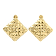 304 Stainless Steel Stud Earrings, Rhombus, Real 14K Gold Plated, 32.5x32.5mm(EJEW-P258-45G)