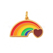 Pride 304 Stainless Steel Enamel Pendants, Rainbow Color, with Jump Ring, Rainbow, 10x21x1.5mm, Hole: 3.5mm(STAS-B079-01G-07)