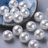 Imitation Pearl Acrylic Beads, Dyed, Round, White, 5x4.5mm, Hole: 1mm, about 10000pcs/pound(PL608-22)