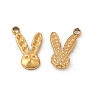 Ion Plating(IP) 304 Stainless Steel Pendant Rhinestone Settings, Rabbit Charms, Real 14K Gold Plated, Fit for 1.2mm Rhinestone, 11x8.5x1.5mm, Hole: 1.6mm(STAS-C070-05G)