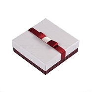 Rectangle Jewelry Set Cardboard Boxes, with Sponge and Ribbon, White, 9x9x3cm(X-CBOX-N007-01B)