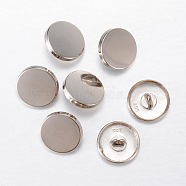 Alloy Shank Buttons, 1-Hole, Flat Round, Platinum, 11.5x7mm, Hole: 2mm(X-BUTT-D054-11.5mm-05P)