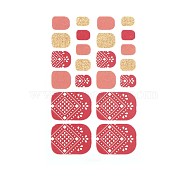 Full-Cover Glitter Powder Toenail Wraps Stickers, Flower Star Tartan Self-adhesive Toenail Art Polish Decals, for Woman Girls DIY Toenails Art Design, Indian Red, Flower Pattern, 9.5x5.8cm(MRMJ-R112-ZXJ-107)