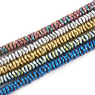 Electroplate Non-magnetic Synthetic Hematite Beads Strands, Wavy Disc, Mixed Color, 4x1.5mm, Hole: 1mm, about 270pcs/strand, 16.1 inch(G-T061-179)