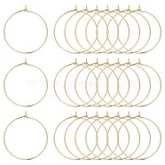 80Pcs Long-Lasting Plated Brass Hoop Earrings Findings, Ring, Real 18K Gold Plated, 21 Gauge, 31x0.7mm(KK-CN0003-13)