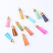 Faux Suede Tassel Pendant Decorations, with CCB Plastic Cord Ends, Mixed Color, 35~37x10mm, Hole: 2.5~3mm(X-FIND-T002-B)