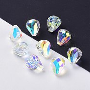 Imitation Austrian Crystal Beads, Grade AAA, Faceted, Drop, Clear AB, 8x10mm, Hole: 0.9~1mm(SWAR-F062-10x8mm-32)