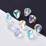 Imitation Austrian Crystal Beads, Grade AAA, K9 Glass, Faceted, Drop, Clear AB, 8x10mm, Hole: 0.9~1mm(SWAR-F062-10x8mm-32)