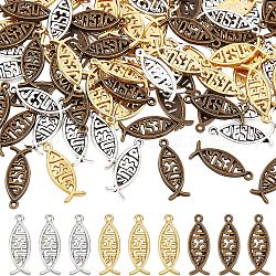 120Pcs 3 Color Alloy Pendants, Jesus Fish, Mixed Color, 27x10x2mm, Hole: 1.4mm, 3 color, 40pcs/color, 120pcs(PALLOY-CA0002-34)