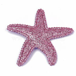 Glitter PU Patches, with Non Woven Fabric Back and Sponge Inside, Starfish/Sea Stars, Violet, 51x60x3mm(FIND-S282-08E)