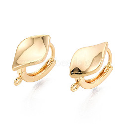 Brass Hoop Earring Findings, Long-Lasting Plated, Nickel Free, Rhombus, Real 18K Gold Plated, 16x9.5x14mm, Hole: 1.2mm, Pin: 1mm(KK-N263-130G)