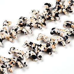 Synthetic Turquoise Beads Strands, Spray Painted, Giraffe, Black, 20x20.5x5.5~6mm, Hole: 1mm, about 31pcs/strand, 15.16~15.35''(38.5~39cm)(TURQ-T004-05)