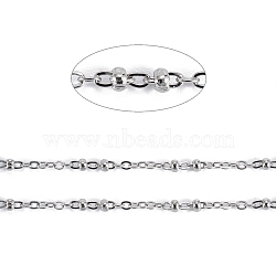 Tarnish Resistant 304 Stainless Steel Satellite Chains, Unwelded, with Spool, Stainless Steel Color, 2x2.7x0.3mm, 10m/roll(MAK-N016-08P-A)