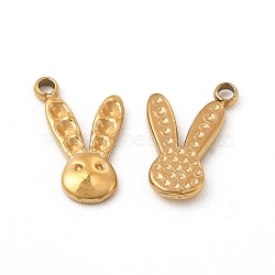 Ion Plating(IP) 304 Stainless Steel Pendant Rhinestone Settings, Rabbit Charms, Real 14K Gold Plated, Fit for 1.2mm Rhinestone, 11x8.5x1.5mm, Hole: 1.6mm(STAS-C070-05G)