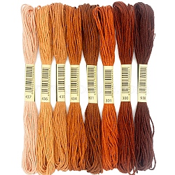 8 Skeins 8 Colors 6-Ply Polyester Embroidery Floss, Cross Stitch Threads, Tassel Embroidery, Gradient Color, Peru, 2mm, about 8.20 Yards(7.5m)/Skein(PW-WG88461-07)