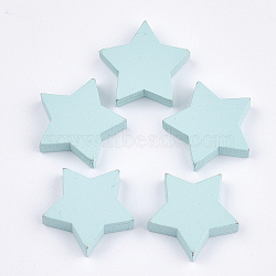 Painted Wooden Cabochons, Star, Pale Turquoise, 19.5x20.5x5mm(X-WOOD-Q040-004F)