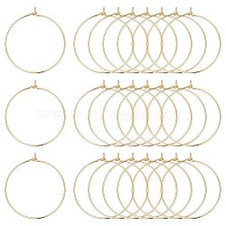 80Pcs Long-Lasting Plated Brass Hoop Earrings Findings, Ring, Real 18K Gold Plated, 21 Gauge, 31x0.7mm(KK-CN0003-13)