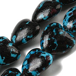 Spray Painted Synthetic Turquoise Beads Strands, Heart, Black, 11.5x12x6mm, Hole: 1.2mm, about 36~42pcs/strand, 15.55~18.31''(39.5~46.5cm)(G-E617-B08-01)
