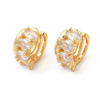 Real 16K Gold Plated Brass Cuff Earrings with Rhinestone for Women, Crystal, 15x16x9mm