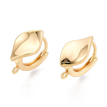 Brass Hoop Earring Findings, Long-Lasting Plated, Nickel Free, Rhombus, Real 18K Gold Plated, 16x9.5x14mm, Hole: 1.2mm, Pin: 1mm