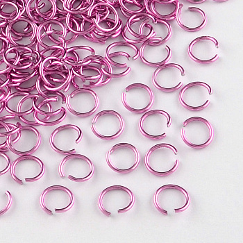 Aluminum Wire Open Jump Rings, Hot Pink, 18 Gauge, 8x1.0mm, about 792pcs/44g