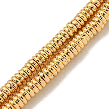 Electroplated Synthetic Non-Magnetic Hematite Beads Strands, Rondelle, Light Gold Plated, 2x1mm, Hole: 0.9mm, about 392pcs/strand, 15.79''(40.1cm)